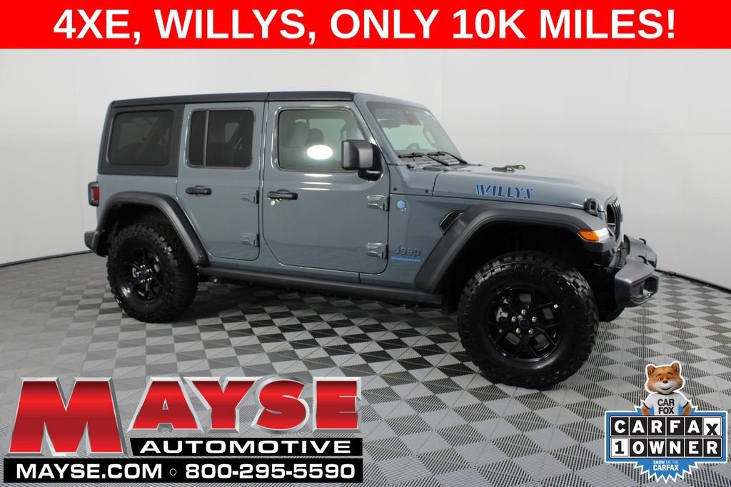 2025 Jeep Wrangler 4xe Willys in Gray/Willys/4Wd — front three-quarter view