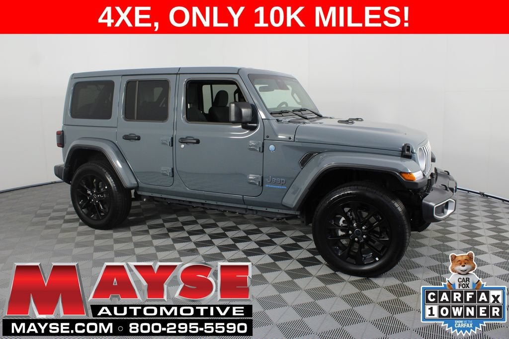 2025 Jeep Wrangler 4xe Sahara in Gray/Sahara/4Wd — front three-quarter view