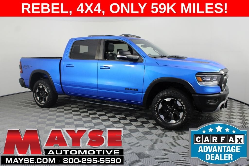 2022 RAM 1500 Rebel in Blue — front three-quarter view