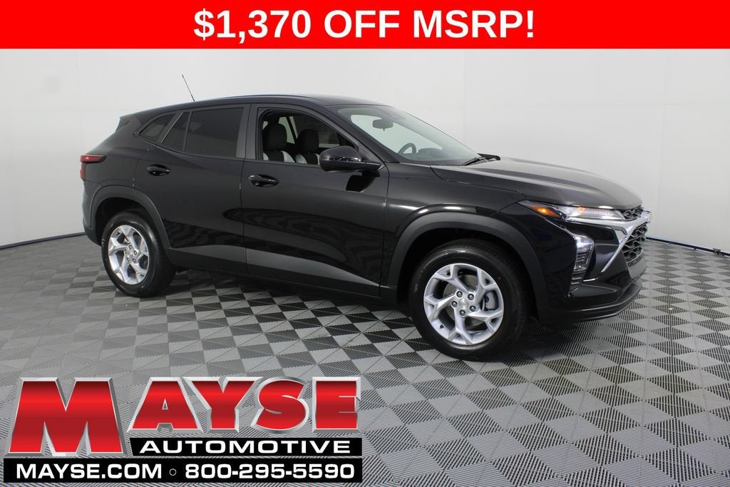 2026 Chevrolet Trax LS in Mosaic Black Metallic — front three-quarter view