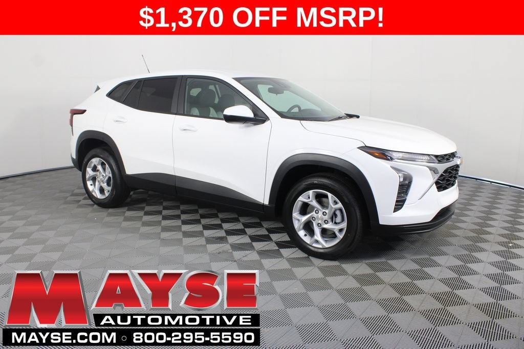 2026 Chevrolet Trax LS in Summit White — front three-quarter view